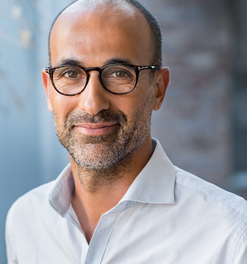 man wearing glasses