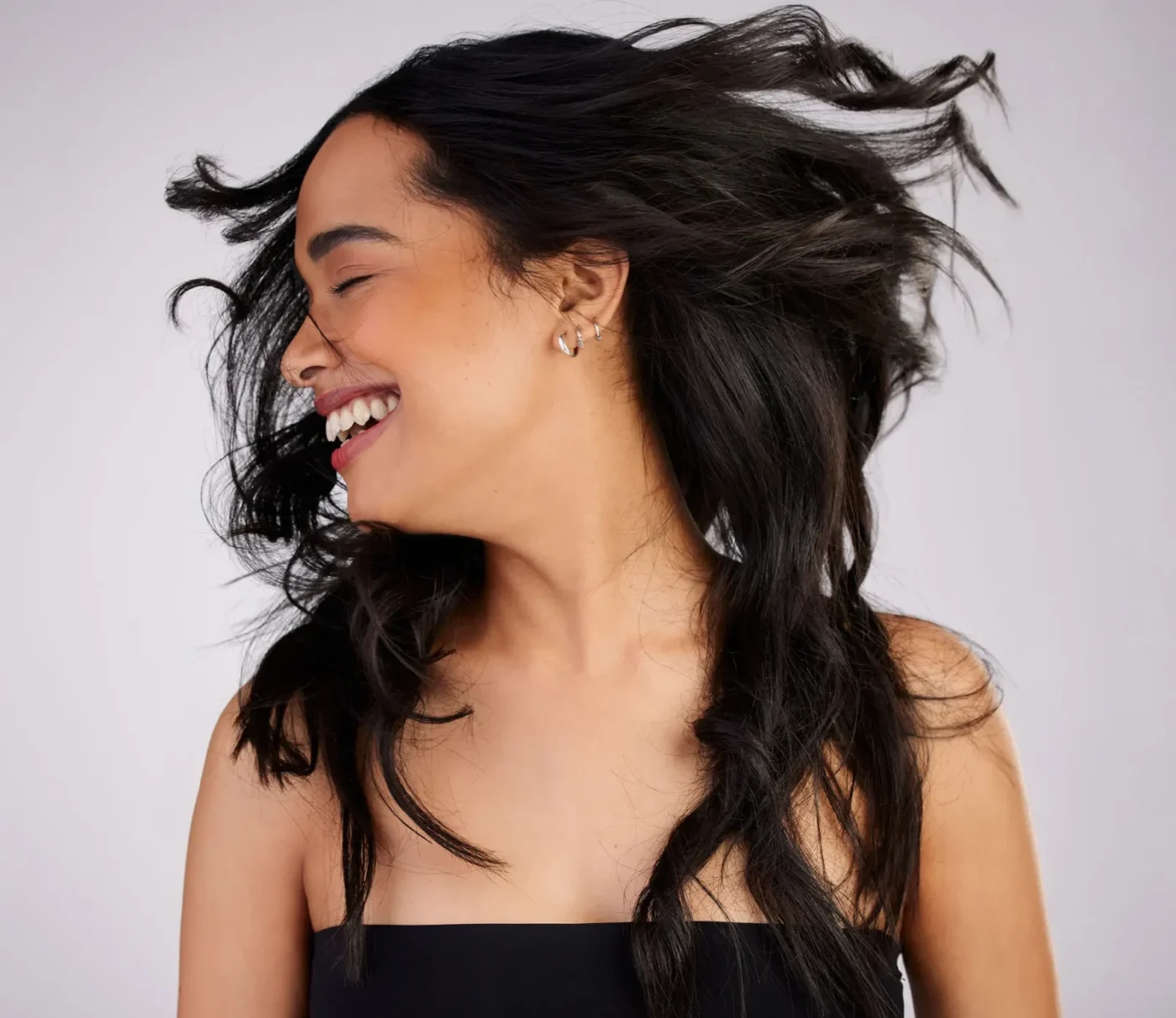 woman profile with flowing hair